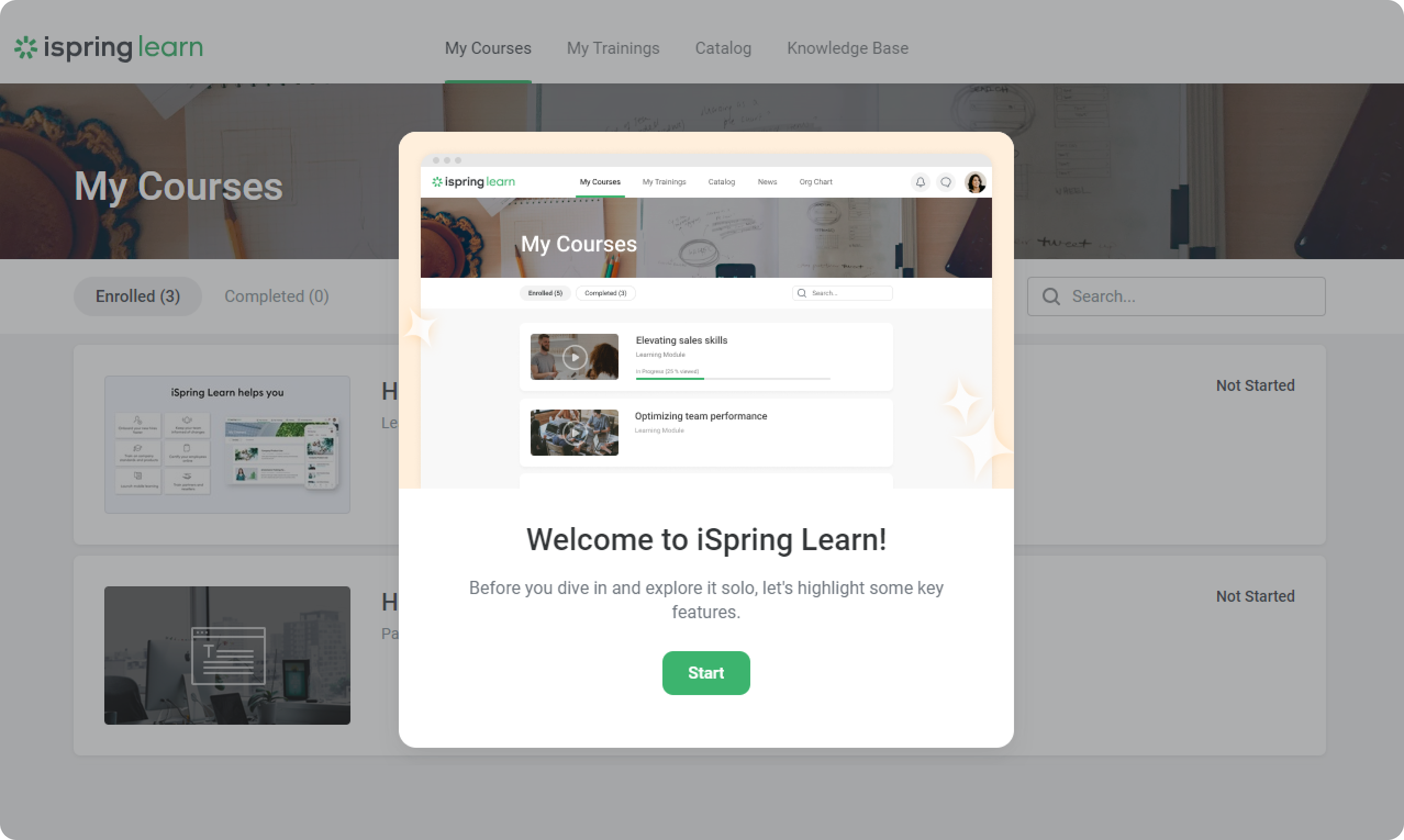 Ispring Learning Screen Shot iSpring Learn 평가판 시작하기