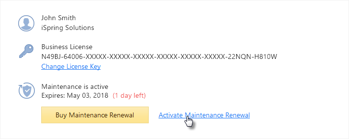 Renewing Maintenance Plan