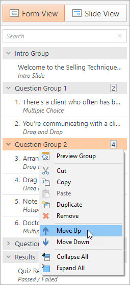 Creating Question Groups