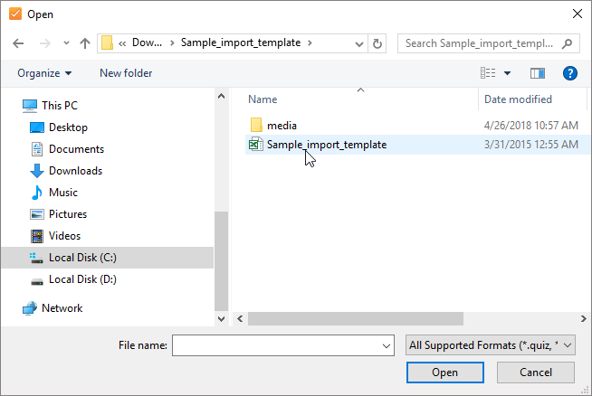 Importing Questions from Excel